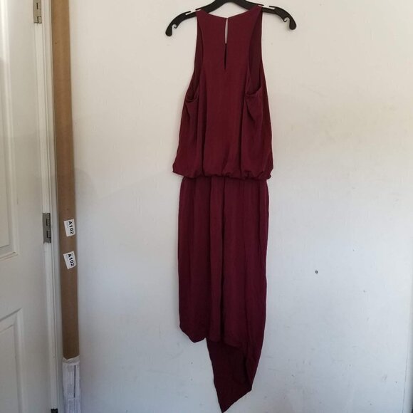 Elizabeth and James Dark Red Asymmetric Rowan Keyhole Back Midi Dress Size XS - Picture 7 of 17